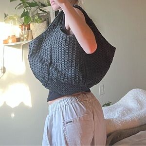 👁️‍🗨️8$sale👁️‍🗨️ PrettyLittleThing Black Textured Tote Bag